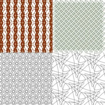 Set of 4 monochrome elegant patterns. ornaments. May be used as background. back 库存插图