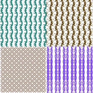 Set of 4 monochrome elegant patterns. ornaments. May be used as background. back Stock Illustration