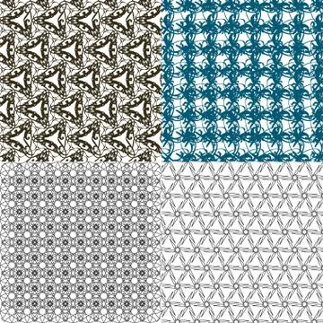 Set of 4 monochrome elegant patterns. ornaments. May be used as background. back Illustrazione stock