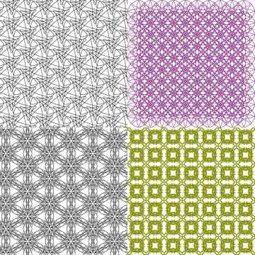 Set of 4 monochrome elegant patterns. ornaments. May be used as background. back Illustrazione stock