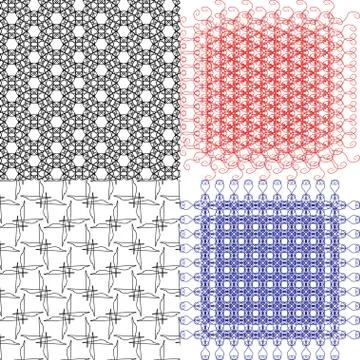 Set of 4 monochrome elegant patterns. ornaments. May be used as background. back Illustrazione stock