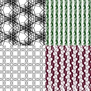 Set of 4 monochrome elegant patterns. ornaments. May be used as background. back Illustrazione stock