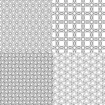 Set of 4 monochrome elegant patterns. ornaments. May be used as background. back Illustrazione stock