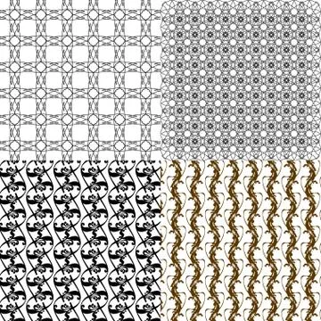 Set of 4 monochrome elegant patterns. ornaments. May be used as background. back Stock Illustration