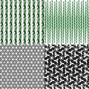 Set of 4 monochrome elegant patterns. ornaments. May be used as background. back Illustrazione stock