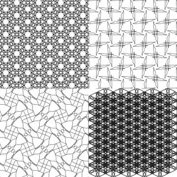 Set of 4 monochrome elegant patterns. ornaments. May be used as background. back Stock Illustration
