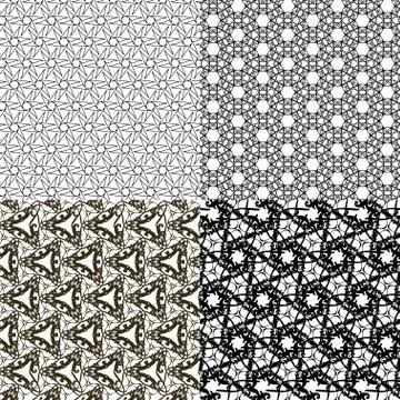 Set of 4 monochrome elegant patterns. ornaments. May be used as background. back 库存插图