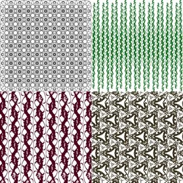 Set of 4 monochrome elegant patterns. ornaments. May be used as background. back 库存插图