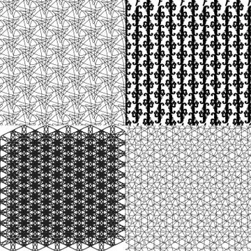 Set of 4 monochrome elegant patterns. ornaments. May be used as background. back Illustrazione stock