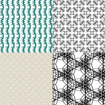 Set of 4 monochrome elegant patterns. ornaments. May be used as background. back 스톡 일러스트