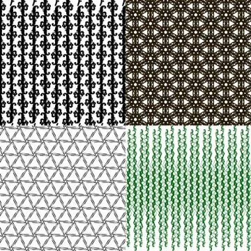 Set of 4 monochrome elegant patterns. ornaments. May be used as background. back 库存插图