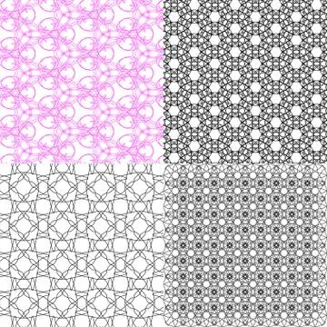 Set of 4 monochrome elegant patterns. ornaments. May be used as background. back Illustrazione stock