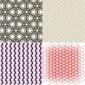 Set of 4 monochrome elegant patterns. ornaments. May be used as background. back 库存插图