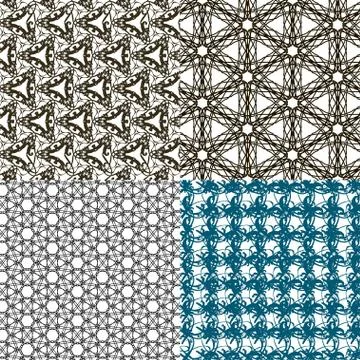 Set of 4 monochrome elegant patterns. ornaments. May be used as background. back 库存插图