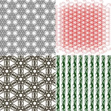 Set of 4 monochrome elegant patterns. ornaments. May be used as background. back 库存插图