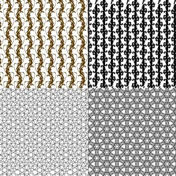 Set of 4 monochrome elegant patterns. ornaments. May be used as background. back Illustrazione stock