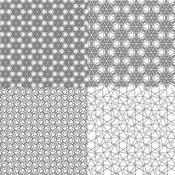 Set of 4 monochrome elegant patterns. ornaments. May be used as background. back Illustrazione stock