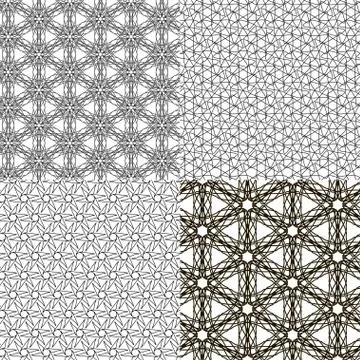 Set of 4 monochrome elegant patterns. ornaments. May be used as background. back 库存插图