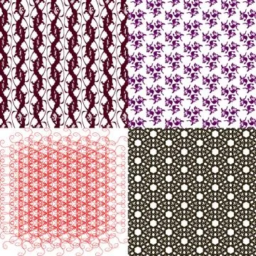 Set of 4 monochrome elegant patterns. ornaments. May be used as background. back Illustrazione stock