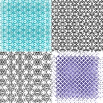 Set of 4 monochrome elegant patterns. ornaments. May be used as background. back Illustrazione stock