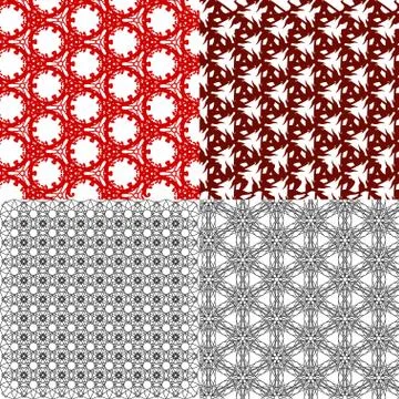 Set of 4 monochrome elegant patterns. ornaments. May be used as background. back Stock Illustration