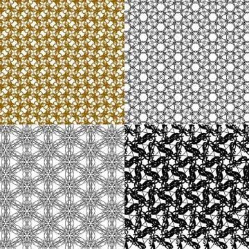 Set of 4 monochrome elegant patterns. ornaments. May be used as background. back Stock Illustration
