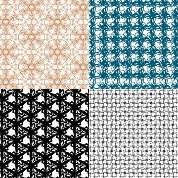 Set of 4 monochrome elegant patterns. ornaments. May be used as background. back 库存插图