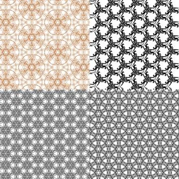 Set of 4 monochrome elegant patterns. ornaments. May be used as background. back Stock Illustration