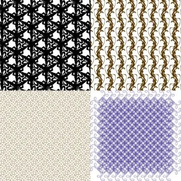 Set of 4 monochrome elegant patterns. ornaments. May be used as background. back Stock Illustration