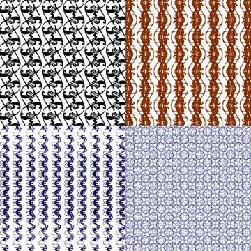 Set of 4 monochrome elegant patterns. ornaments. May be used as background. back 库存插图