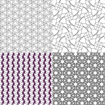 Set of 4 monochrome elegant patterns. ornaments. May be used as background. back Illustrazione stock