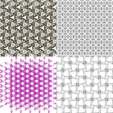 Set of 4 monochrome elegant patterns. ornaments. May be used as background. back 库存插图
