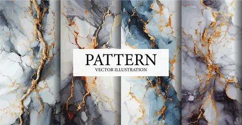 Set of 4 multi-colored marble textures, background templates - Vector Stock Illustration