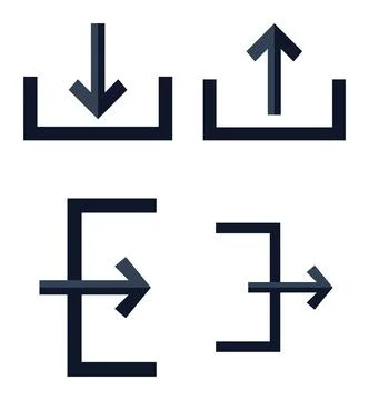Set of 4 Navy Blue Flat Arrow Icons Set Upload Download Symbols Vector Grap.. Stock Illustration