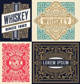 Set of 4 old cards Stock Illustration