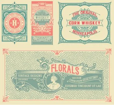 Set of 4 old labels Stock Illustration