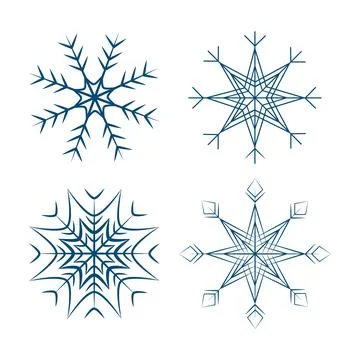 Set of 4 patterned snowflakes. Design elements for Christmas or New Year Illustrazione stock