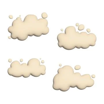 Set of 4 pcs 3D clouds on a white background Stock Illustration