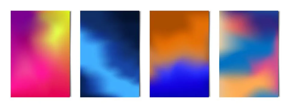 Set of 4 pcs abstract multicolored gradient backgrounds, templates for advert Stock Illustration