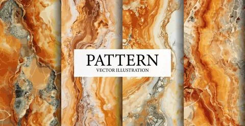 Set of 4 pcs. colorful bright marble textures, background patterns - Vector Stock Illustration