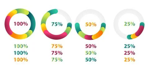 Set of 4 pie charts Stock Illustration