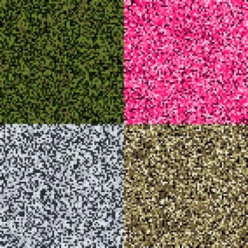 Set of 4 pixel camouflage patterns. Military seamless pattern. Abstract vector Stock Illustration