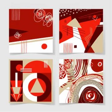 Set of 4 posters with abstract trendy pattern background Stock Illustration
