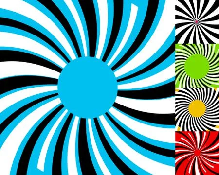 Set of 4 radial lines background. Concentric stripes pattern. Circular elemen イラスト素材