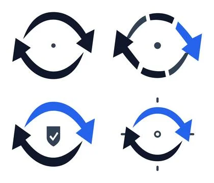 Set of 4 Refresh and Reload Icons Circular Arrow Vector Collection for Mode.. Stock Illustration