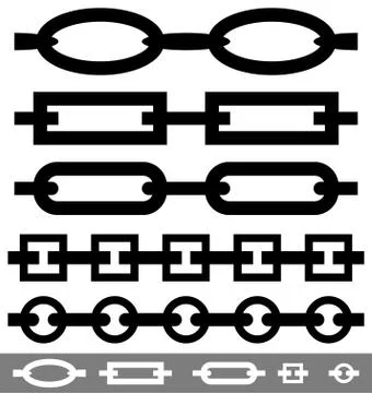 Set of 4 repeatable chain / chain link shapes Stock Illustration