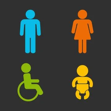 Set of 4 restroom web and mobile icons Stock Illustration