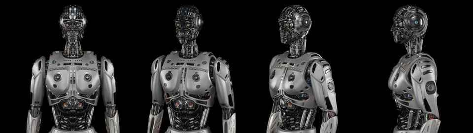 Set of 4 robot angles Stock Illustration