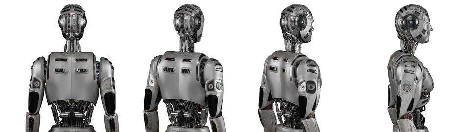 Set of 4 robot angles Stock Illustration