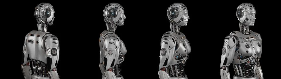 Set of 4 robot angles Stock Illustration